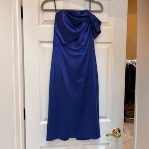 Black Halo One Shoulder Blue Dress